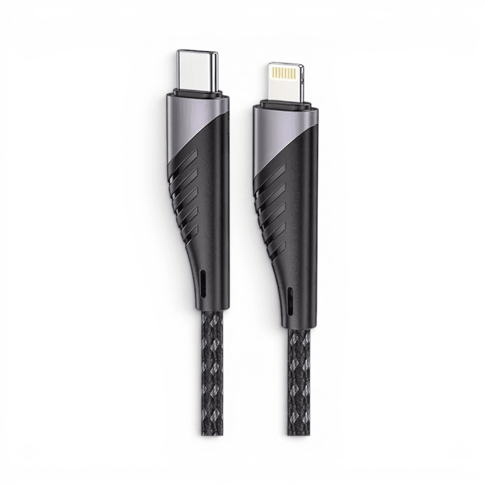 Cable Fiddler USB-C a Lightning 20W PD 3A Carga Rápida y Datos 1.2 Metro Negro1