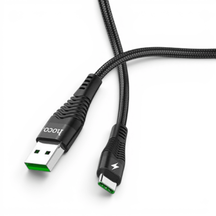 Cable Hoco U53 Flash USB-A a USB-C 5A Nylon Trenzado Carga Rápida 1.2 Metros Negro1