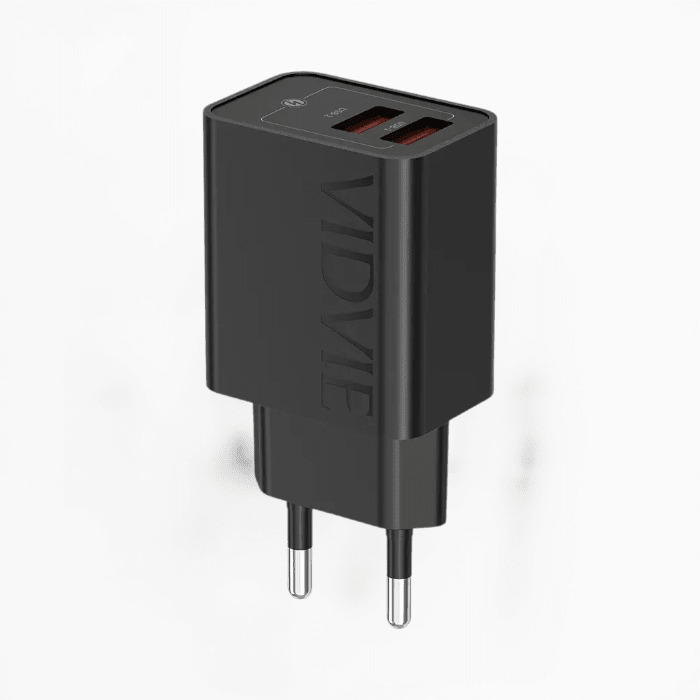 Cargador Vidvie PLE275 12W Doble Puerto USB-A 2.4A Sin Cable Negro1
