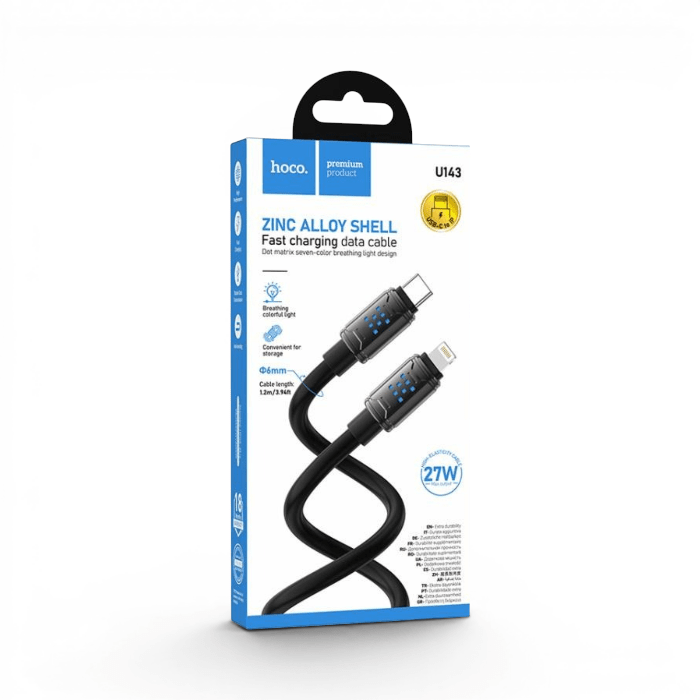 Cable Hoco U143 USB-C a Lightning PD Carcasa Zinc Alloy Nylon Trenzado2