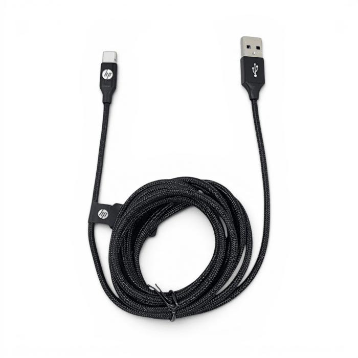 Cable HP DHC-TC102 USB-A a USB-C USB 3.0 5Gbps Nylon Trenzado Carga y Datos 2 Metros Negro2