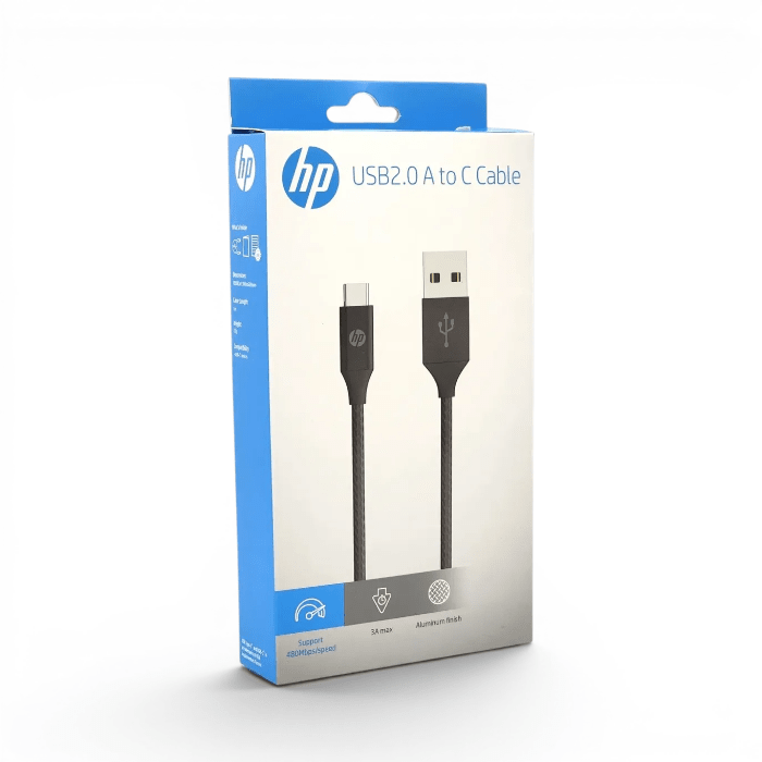 Cable HP DHC-TC102 USB-A a USB-C USB 3.0 5Gbps Nylon Trenzado Carga y Datos 2 Metros Negro3