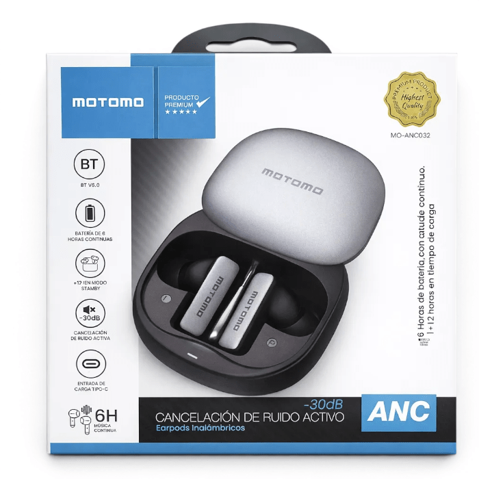 Audífonos Motomo MO-ANC032 True Wireless ANC Bluetooth 5.0 30dB Cancelación de Ruido2