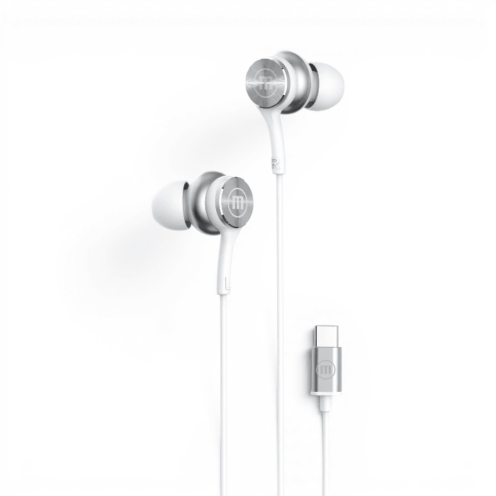 Audífonos con Cable Maxell EB-XC1 USB-C con Adaptador In Ear Micrófono Integrado Blanco1