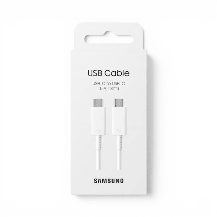 Cable Samsung Original EP-DX510 USB-C a USB-C 100W PD 5A Chip E-Marker Carga y Datos 1.8 Metros Blan4