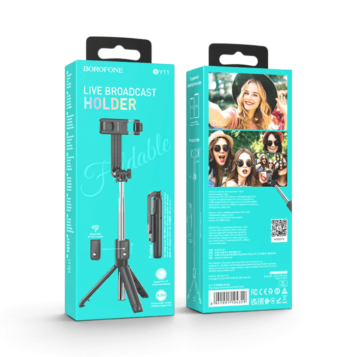 Bastón Selfie Borofone BY11 Happy Bluetooth 4.0 con Trípode y Control Remoto Negro3