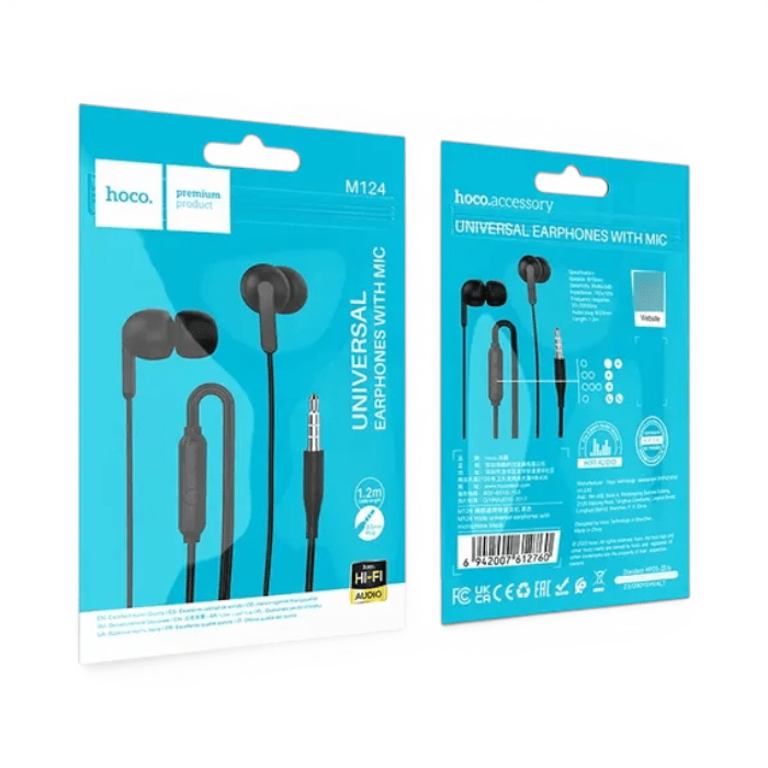 Audífonos con Cable Hoco M124 Wide In Ear Jack 3.5mm Driver 10mm con Micrófono Negro3