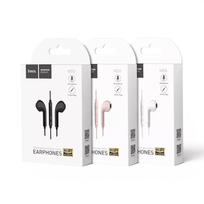 Audífonos con Cable Hoco M55 Memory Sound In Ear Jack 3.5mm con Micrófono Negro3