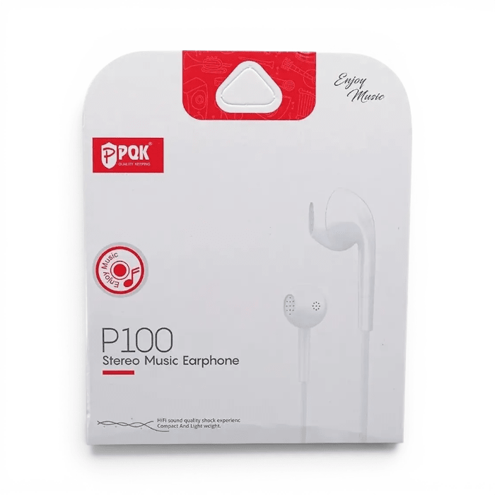 Audífonos con Cable PQK P100 In Ear Jack 3.5mm Stereo Manos Libres con Micrófono Blanco3