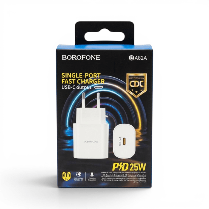 Cargador Borofone BA82A 25W Puerto USB-C Carga Rápida PD Sin Cable Blanco1
