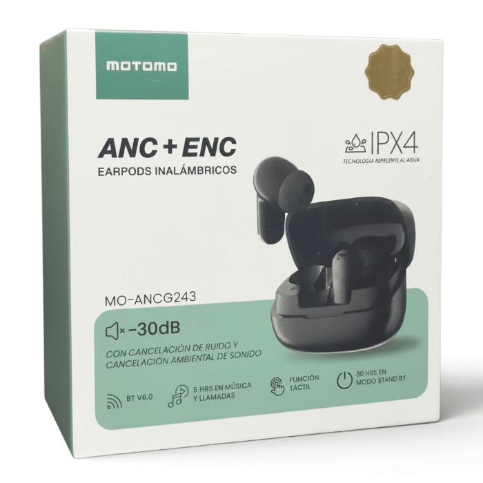 Audífonos Motomo MO-ANCG243 True Wireless ANC ENC Bluetooth 6.0 IPX42