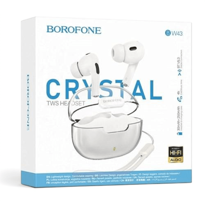 Audífonos Borofone BW43 Ice Rhyme True Wireless Bluetooth 5.3 In Ear blanco2