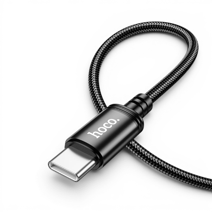 Cable Hoco X89 Wind USB-C a USB-C 60W PD 3A Nylon Trenzado Carga y Datos 1 Metro Negro2