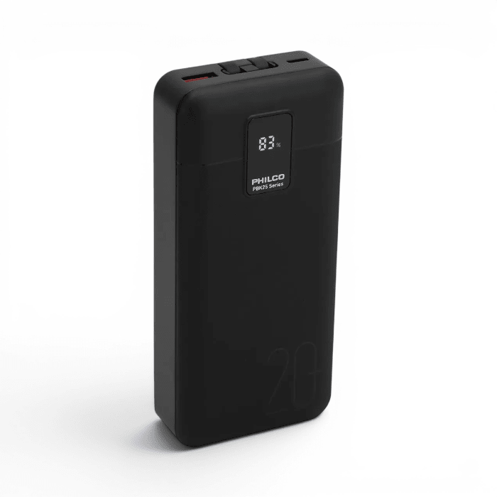 Power Bank Philco Universal PBK25-20K 20000mAh USB-C x2 USB-A PD 22.5W Pantalla Digital Negro3