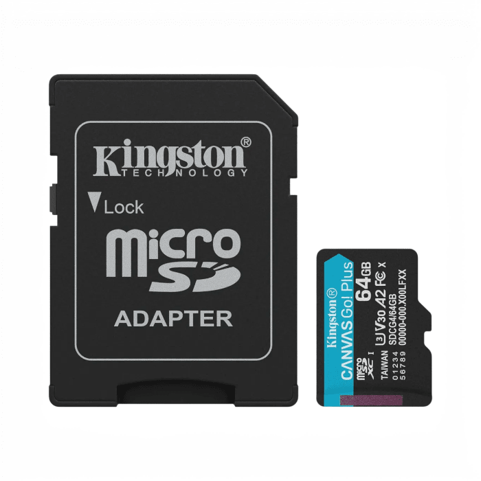 Tarjeta MicroSDXC Kingston Canvas Go Plus 64GB U3 V30 A2 UHS-I 4K2
