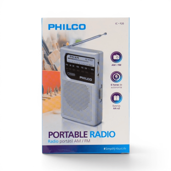Radio Portátil Philco IC-F20 AM FM de Bolsillo con Parlante y Antena Telescópica Gris3