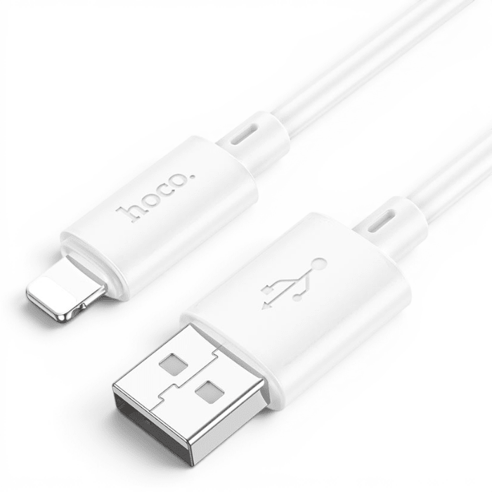 Cable Hoco X88 Gratified USB-A a Lightning 2.4A PVC Flexible Carga y Datos 2 Metros Blanco2