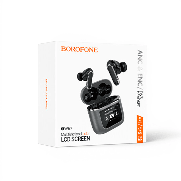 Audífonos Borofone BW67 True Wireless ANC ENC Bluetooth 5.4 Pantalla LED Negro2