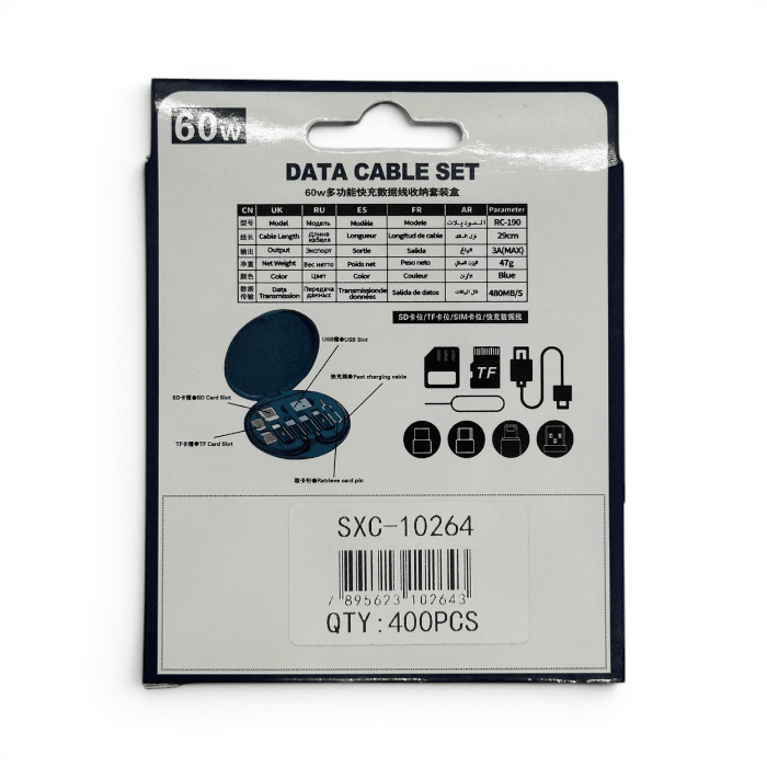 Set de Cable de Datos 60W RC-190 Multiconector con Estuche Organizador4