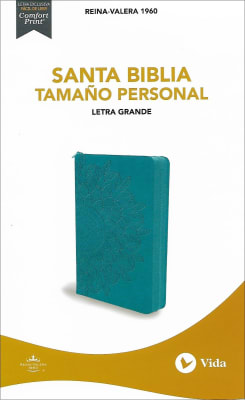 BIBLIA RVR1960 TAMAÑO PERSONAL LETRA GRANDE CON ÍNDICE Y CIERRE - TURQUESA