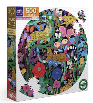 PUZZLE 500 PIEZAS - REDONDO JAGUARS AND BUTTERFLIES