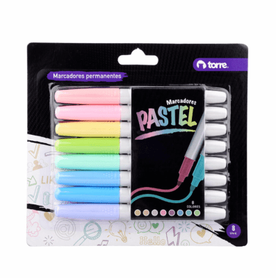SET MARCADORES PERMANENTES PASTELES 8 COLORES