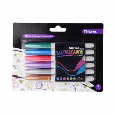 SET MARCADORES PERMANENTES METÁLICOS 6 COLORES