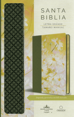BIBLIA RVR60 PIEL VERDE CON FLORES