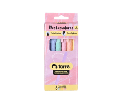 SET 6 DESTACADORES PASTEL TIPO LAPIZ