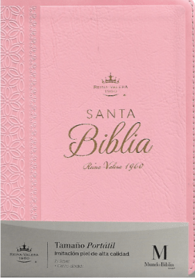 BIBLIA RVR1960  ROSADA TAMAÑO PORTÁTIL LETRA GRANDE (TAPA IMITACIÓN PIEL)