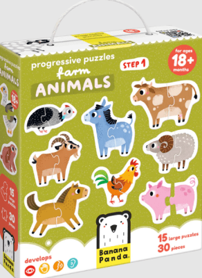 PUZZLE - PROGRESSIVE FARM ANIMALS (30 PIEZAS, 15 PUZZLES)