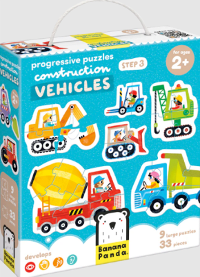 PUZZLE - PROGRESSIVE CONSTRUCTION VEHICLES (33 PIEZAS, 9 PUZZLES)