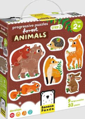 PUZZLE - PROGRESSIVE FOREST ANIMALS (33 PIEZAS, 9 PUZZLES)