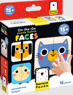 PUZZLE. ON-THE-GO HALVES FACES (16 PIEZAS, 8 PUZZLES)