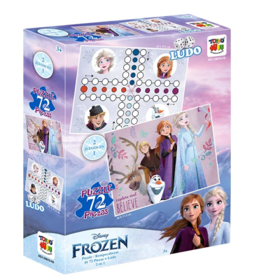 2 EN 1 PUZZLE 72 + LUDO FROZEN