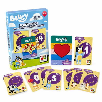 FLASH CARDS BLUEY - NÚMEROS, FORMAS GEOMÉTRICAS Y COLORES
