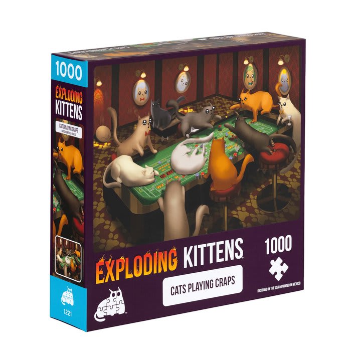 PUZZLE EXPLODING KITTENS 1000 PIEZAS CATS PLAYING CRAPS1