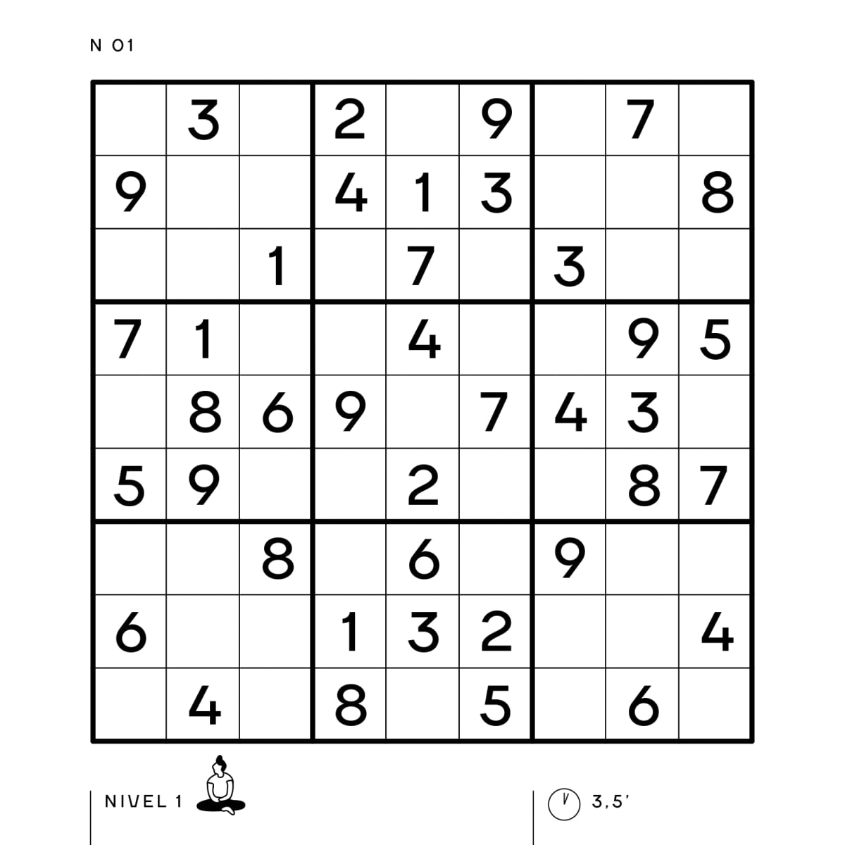 SUDOKU NIVEL FÁCIL PARA RELAJARSE CON LOS NÚMEROS5