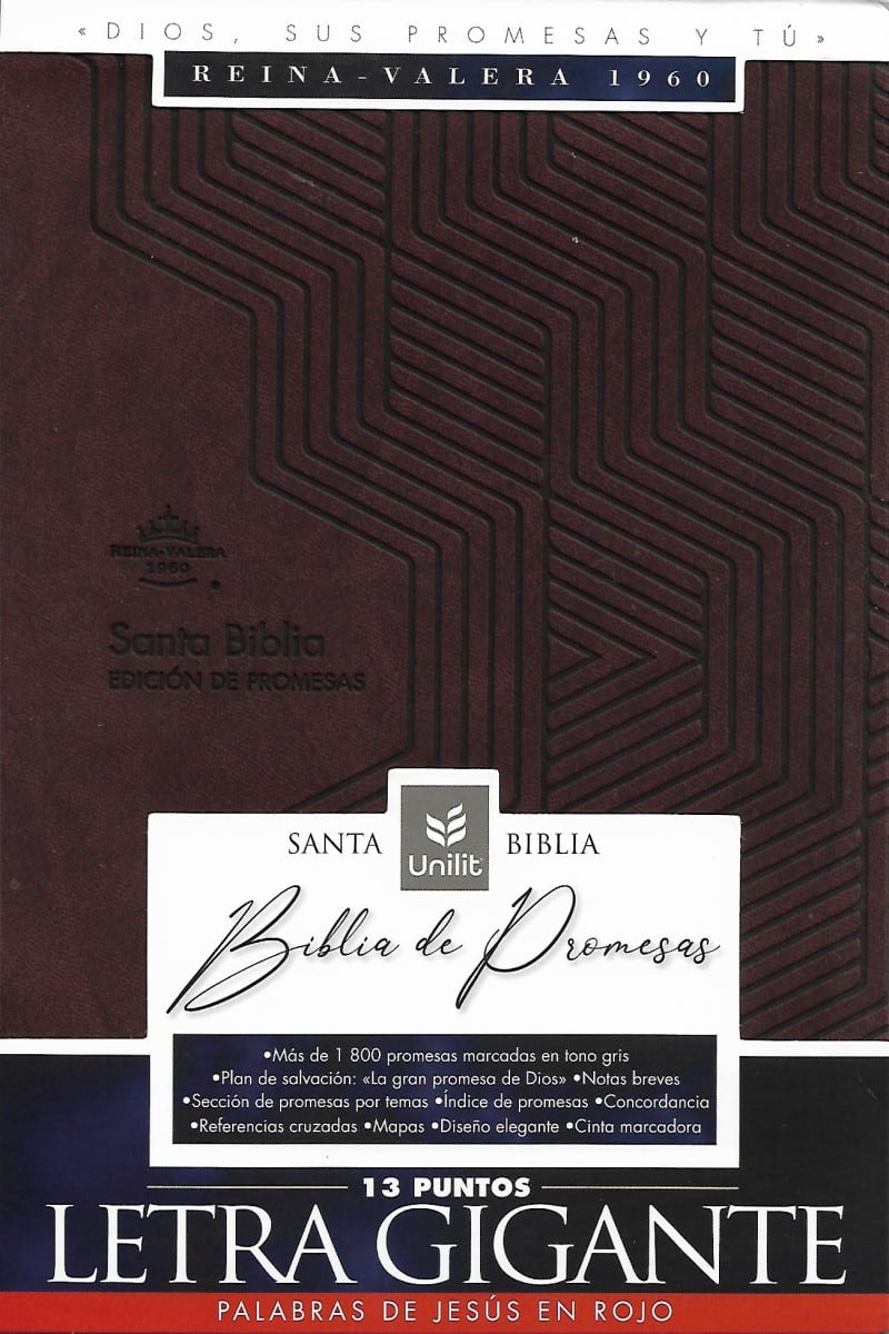 BIBLIA EDICIÓN DE PROMESAS RVR1960 LETRA GIGANTE CON CIERRE. CAFÉ1
