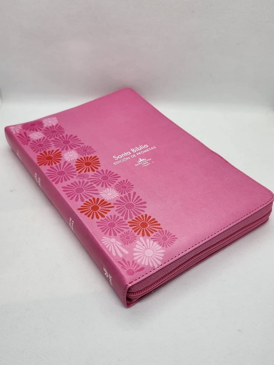 BIBLIA EDICIÓN DE PROMESAS RVR1960 LETRA GIGANTE CON CIERRE. ROSA2