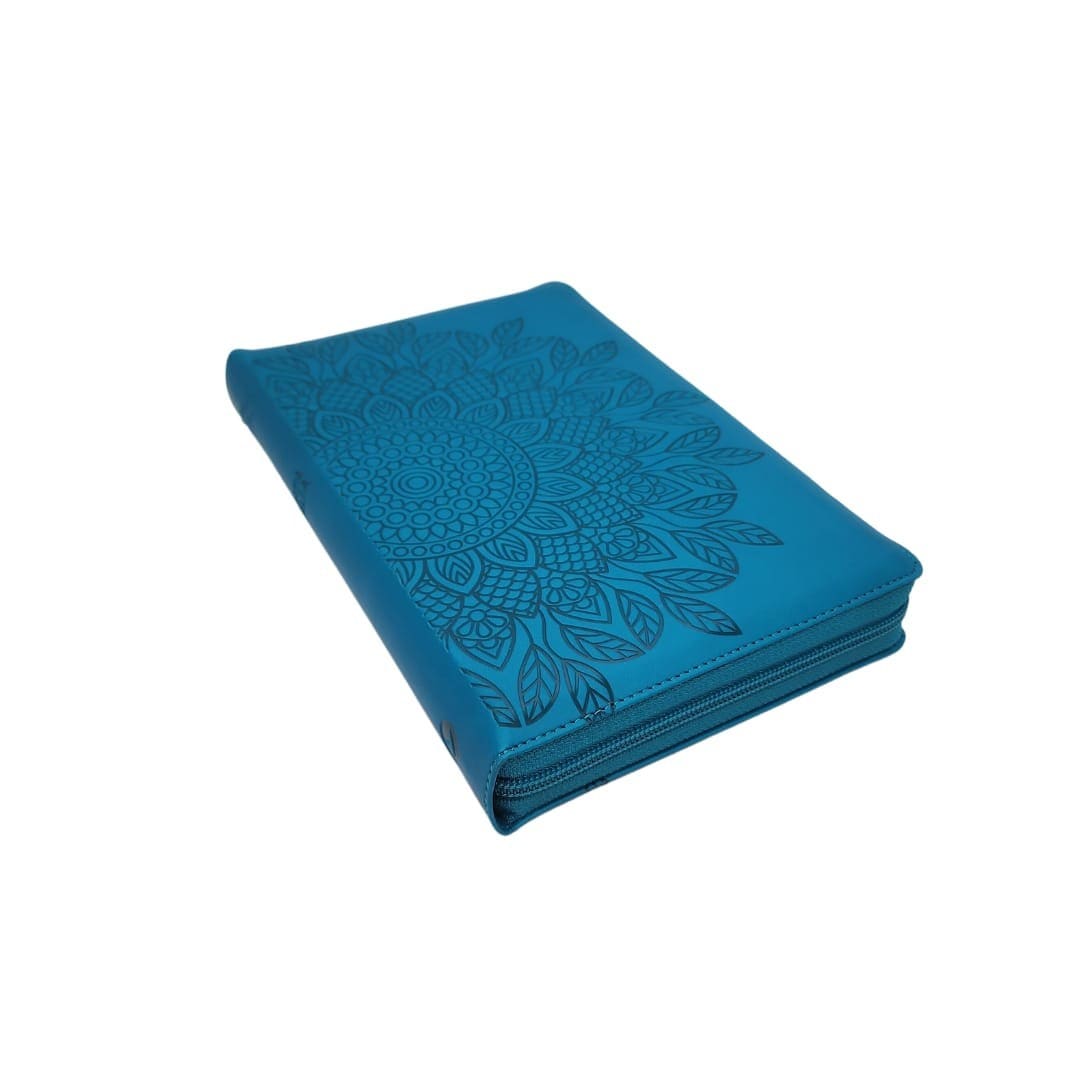 BIBLIA RVR1960 TAMAÑO PERSONAL LETRA GRANDE CON ÍNDICE Y CIERRE - TURQUESA2