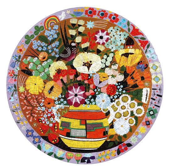 PUZZLE REDONDO 500 PIEZAS - PAJARO MORADO Y FLORES2