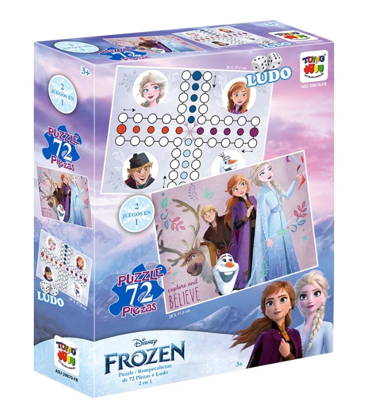 2 EN 1 PUZZLE 72 + LUDO FROZEN1