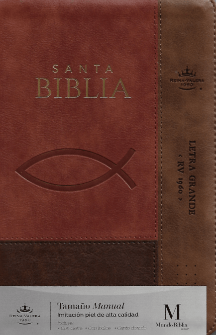 BIBLIA RVR1960 LETRA GRANDE TAMAÑO MANUAL CON CIERRE E ÍNDICE - ICHTUS (IMITACIÓN PIEL) | COLECCIÓN1