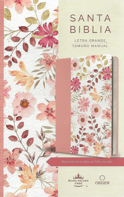BIB RVR1960 LETRA GRANDE. TAMAÑO MANUAL. PIEL ROSADA CON FLORES1