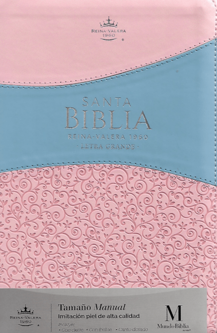 BIBLIA RVR1960 LETRA GRANDE. COLOR ROSA/AZUL1