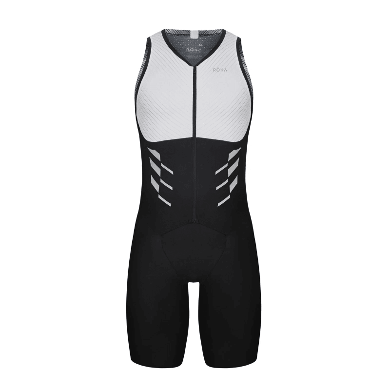 MEN'S GEN II ELITE AERO SLEEVELESS TRI SUIT - WHITE/BLACK