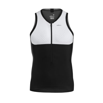MEN`S ELITE AERO II SLEEVEESS TRI TOP WHT/BLCK