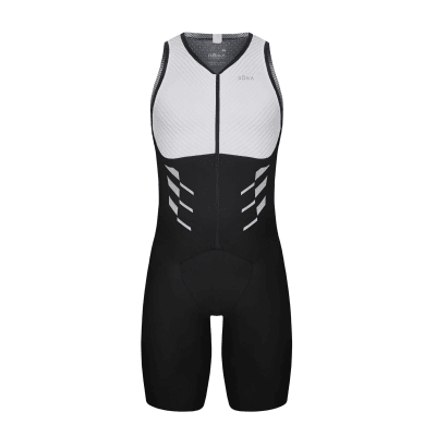 MEN'S GEN II ELITE AERO SLEEVELESS TRI SUIT - WHITE/BLACK