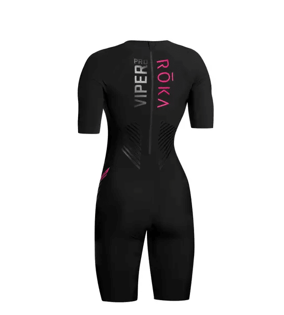 WOMEN VIPER PRO SHORT SLEEVE SWIMSKIN  BLACK/MAGENTA2